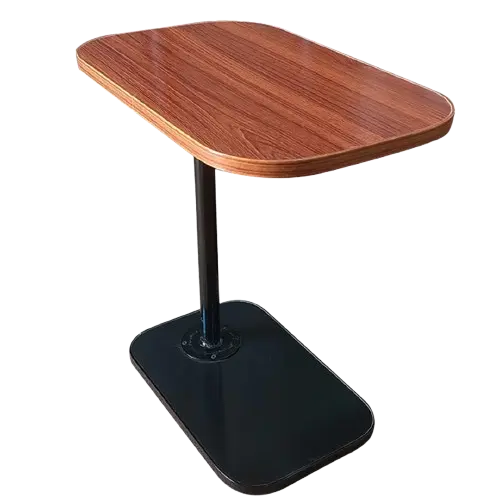 Height Adjustable C-shaped sofa side Table Brown Wooden