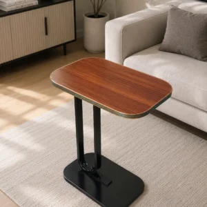 Fixed Height C-Shaped Sofa Side Table Double Stand