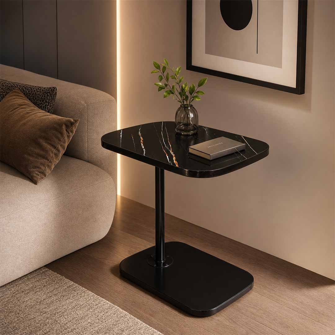 Height Adjustable C-Shaped Sofa Side Table